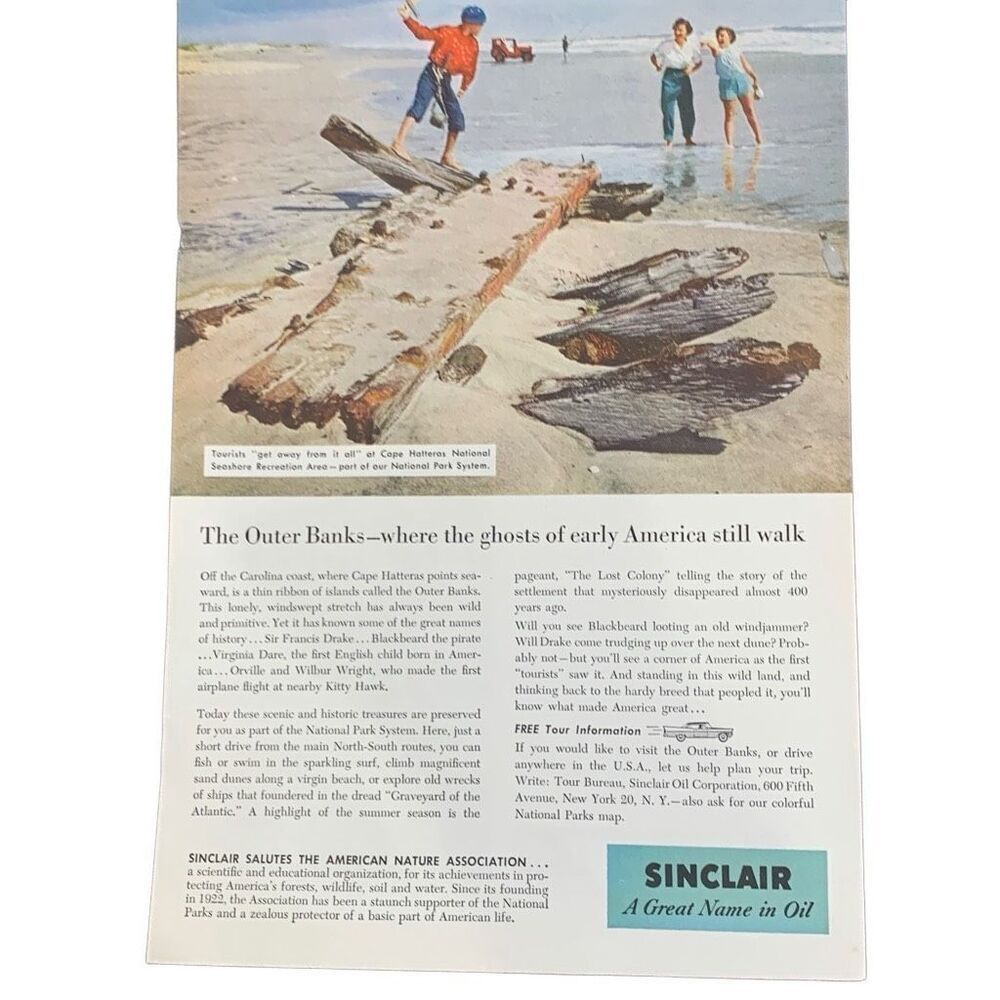 Vintage 1957 Sinclair Oil The Outer Banks Ad Advertisement